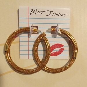 Betsey Johnson Glittering Gold Hoop Earrings
